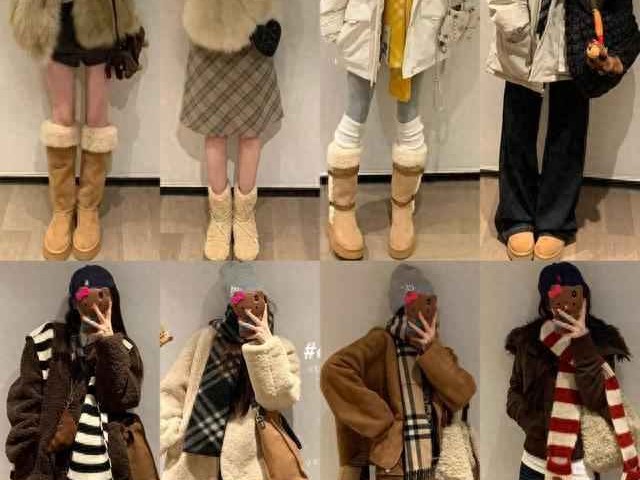 秋冬可爱女生穿搭攻略：浅棕毛绒外套配格纹半裙，温暖又俏皮！